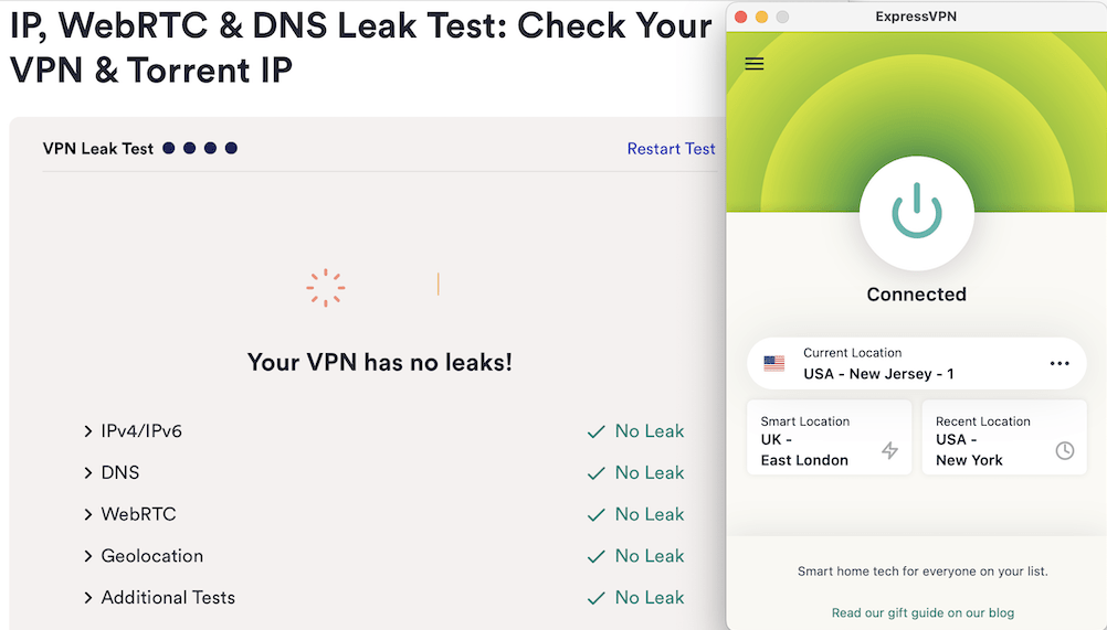 ExpressVPN passed all of our leak tests.