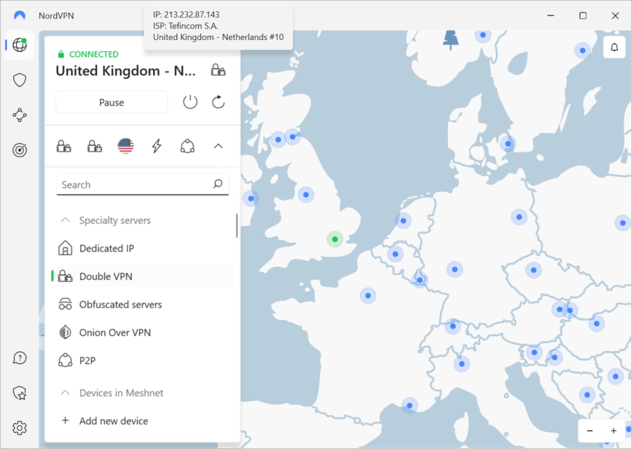 NordVPN’s multi-hop servers are easy to discover.