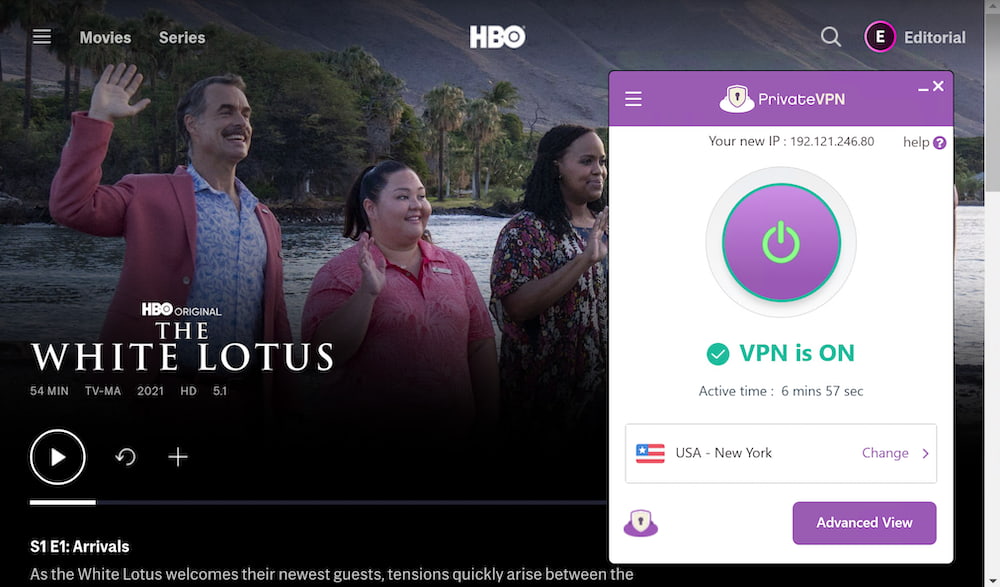 PrivateVPN streamed HBO Max on all of its US servers.